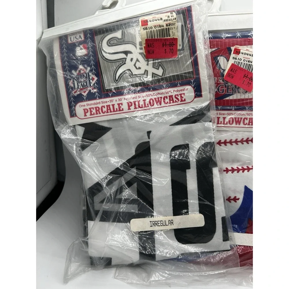 Vintage MLB Rookie League Percale Pillowcases Lot of 3 White Sox Rangers USA‎